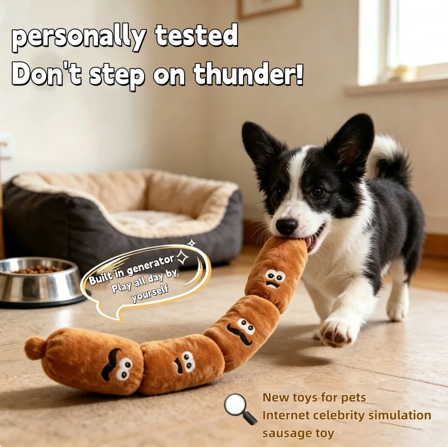 Pet Dog Simulated Sausage Plush Squeaky Toy BB Press Sound Bite-Proof Wear-Resistant Chew Toy Dog Self-Play Stress Relief Toy
