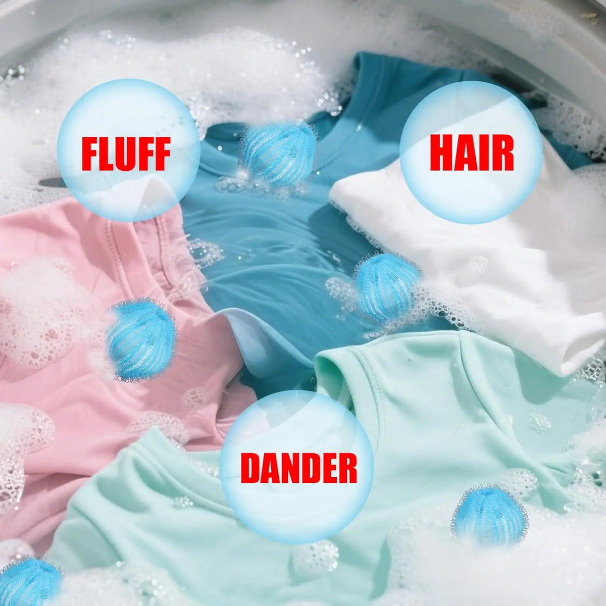 Balles Anti-Poils Réutilisables pour Machine à Laver – Filtre Attrape-Poils de Chien & Chat, Boules Anti-Peluches pour le Linge