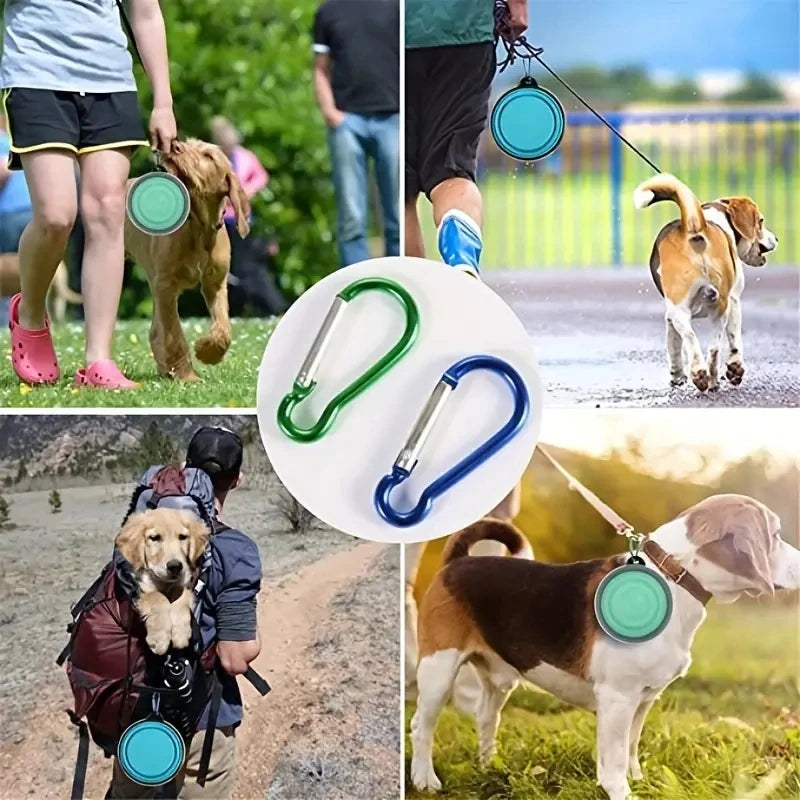 Lot de 2 Gamelles Pliables de Voyage pour Chien avec Couvercle – Écuelles Portables Silicone Eau & Nourriture