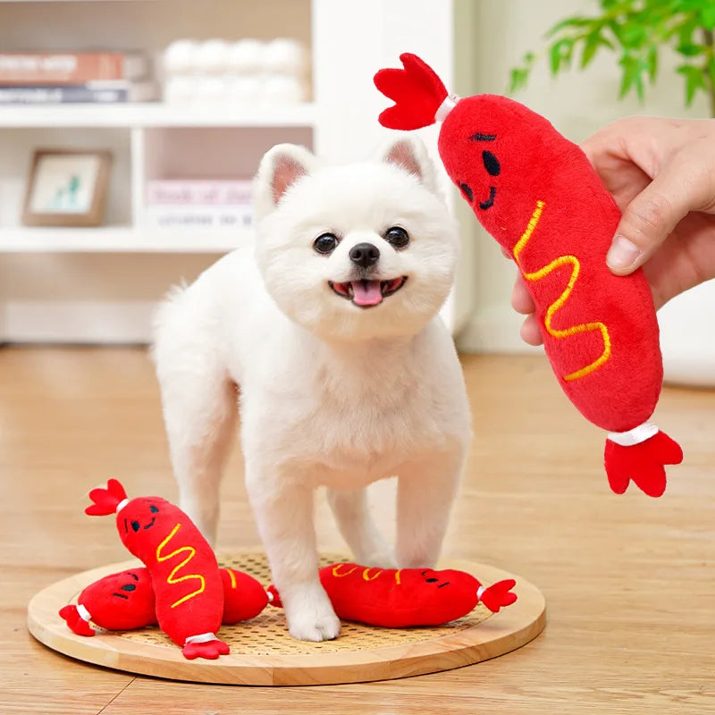 Jouet Sonore Saucisse pour Chien & Chiot – Jouet de Mastication Couineur Résistant pour Nettoyage Dentaire