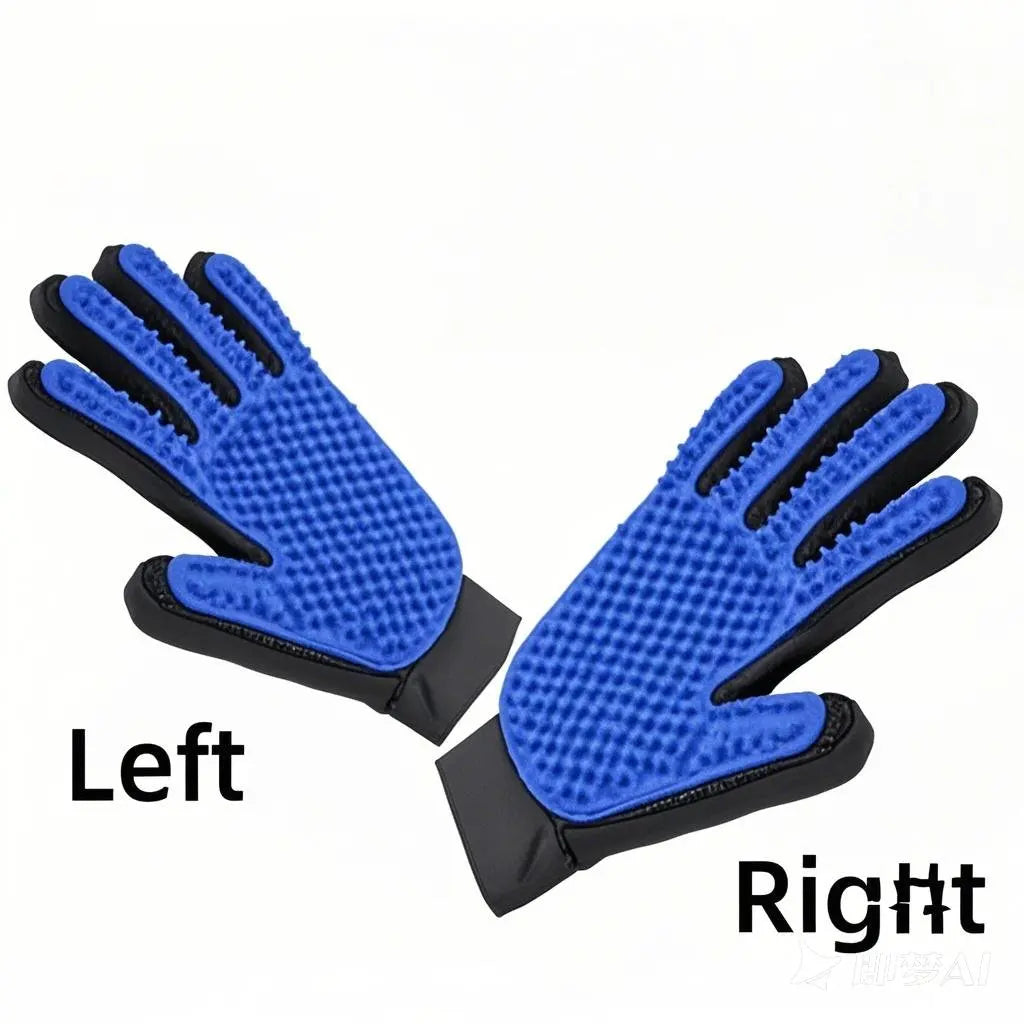 Gant de Toilettage & Massage pour Chien & Chat – Gant Anti-Poils Morts en Silicone Souple, Brosse Mue Réglable & Respirante