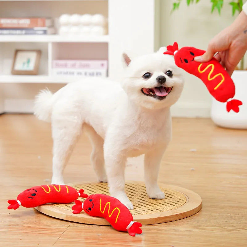 Jouet Sonore Saucisse pour Chien & Chiot – Jouet de Mastication Couineur Résistant pour Nettoyage Dentaire