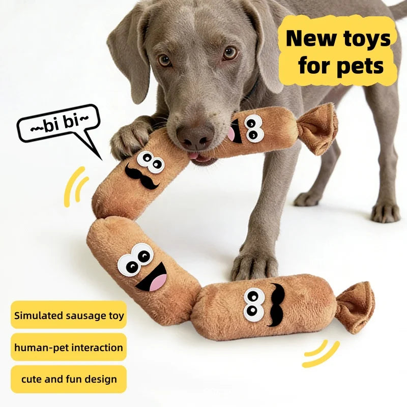 Pet Dog Simulated Sausage Plush Squeaky Toy BB Press Sound Bite-Proof Wear-Resistant Chew Toy Dog Self-Play Stress Relief Toy