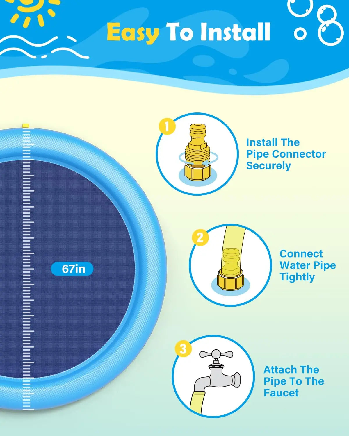 Tapis de Jeu à Jets d'Eau Rafraîchissant pour Chien & Enfants – Splash Pad Antidérapant en PVC Épaissi, Fontaine de Jardin pour l'Été