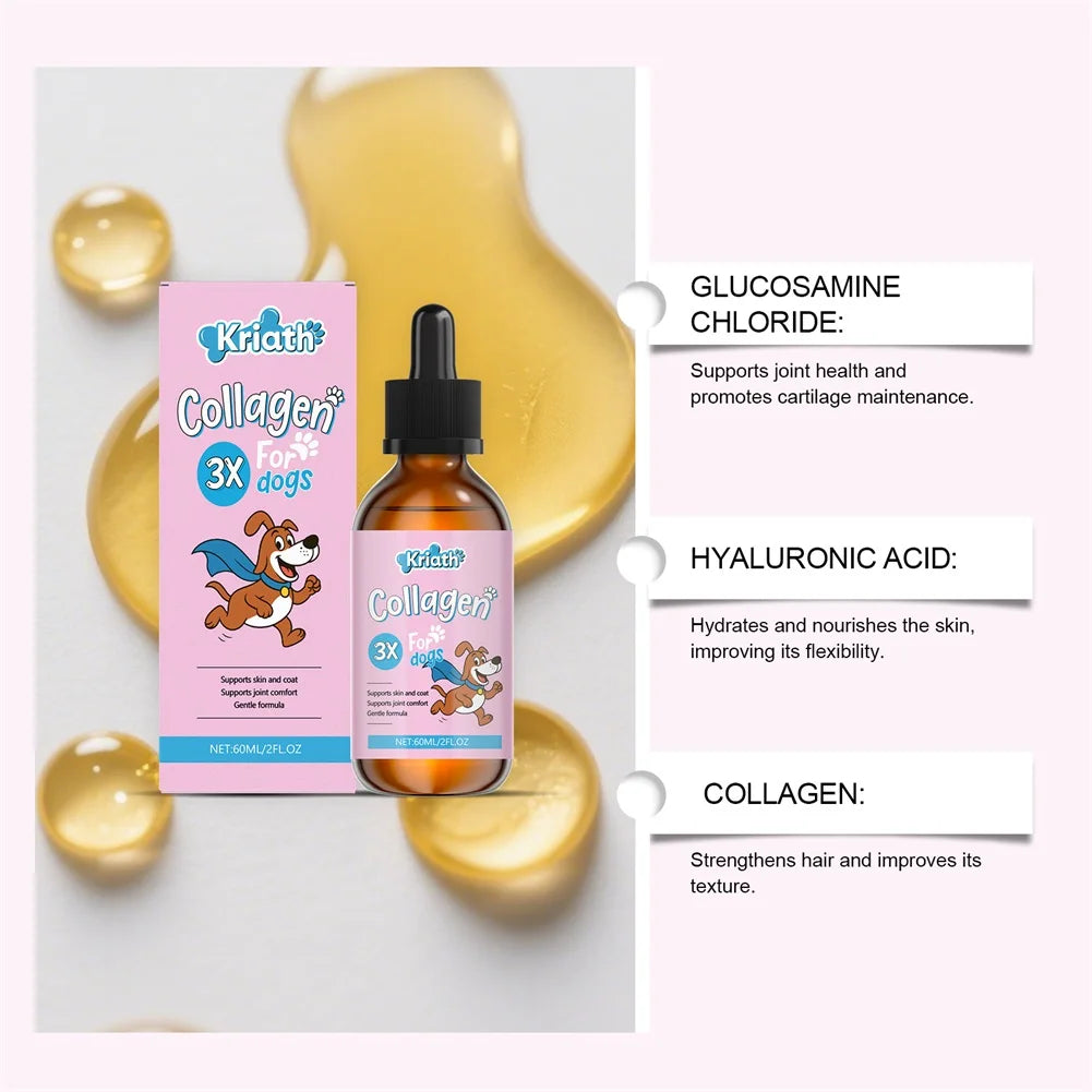 Gouttes de Collagène Liquide pour Chien – Soin Pelage Brillant, Peau Saine, Confort Articulaire & Digestion