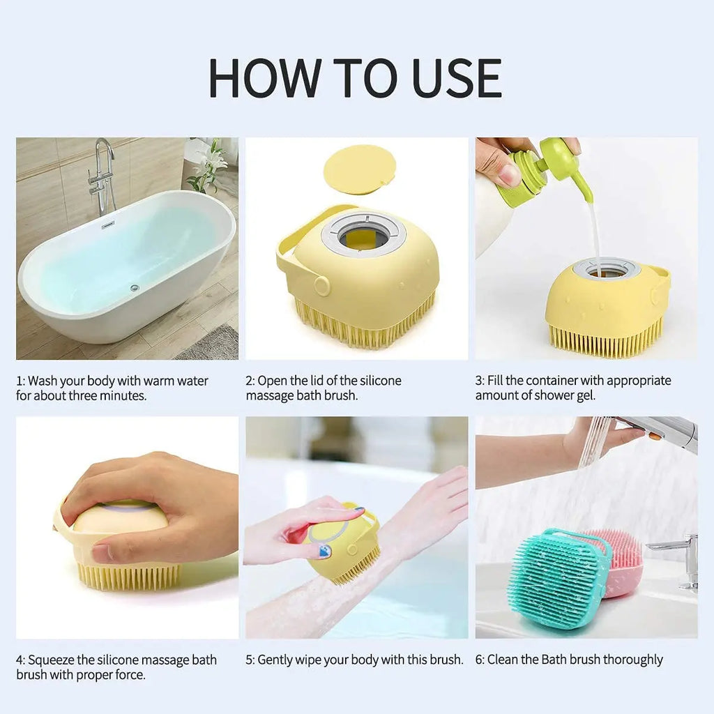 Brosse de Bain avec Réservoir de Shampoing pour Chien – Brosse de Massage & Toilettage en Silicone Souple
