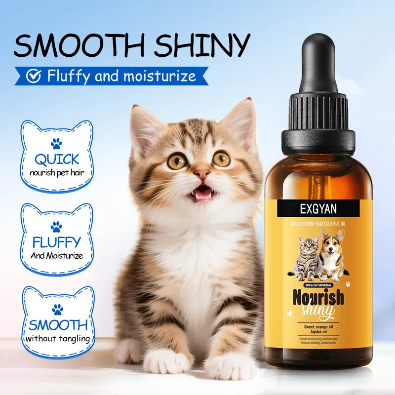 Huile de Soin Nourrissante & Lustrante pour Chien & Chat (30 ml) – Sérum Brillance du Pelage, Anti-Frisottis & Parfum Désodorisant Longue Durée