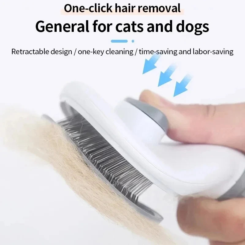 Brosse Autonettoyante pour Chien & Chat – Carde de Toilettage Démêlante, Élimination Poils Morts & Sous-Poil avec Bouton Poussoir