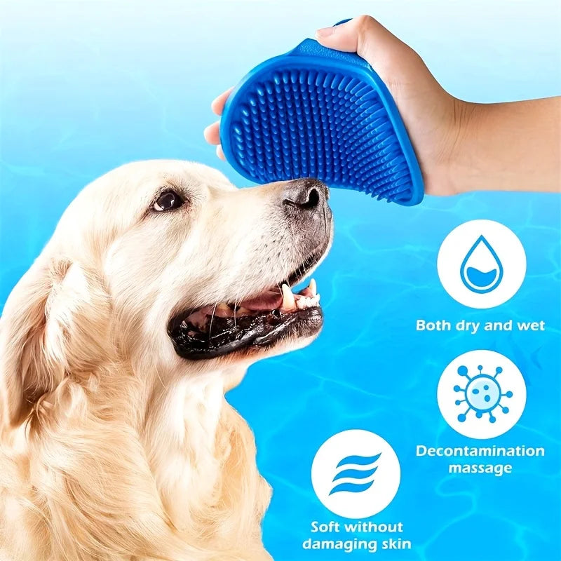 Brosse de Bain & Massage en Silicone pour Chien – Brosse Shampoing Ergonomique avec Poignée Ajustable