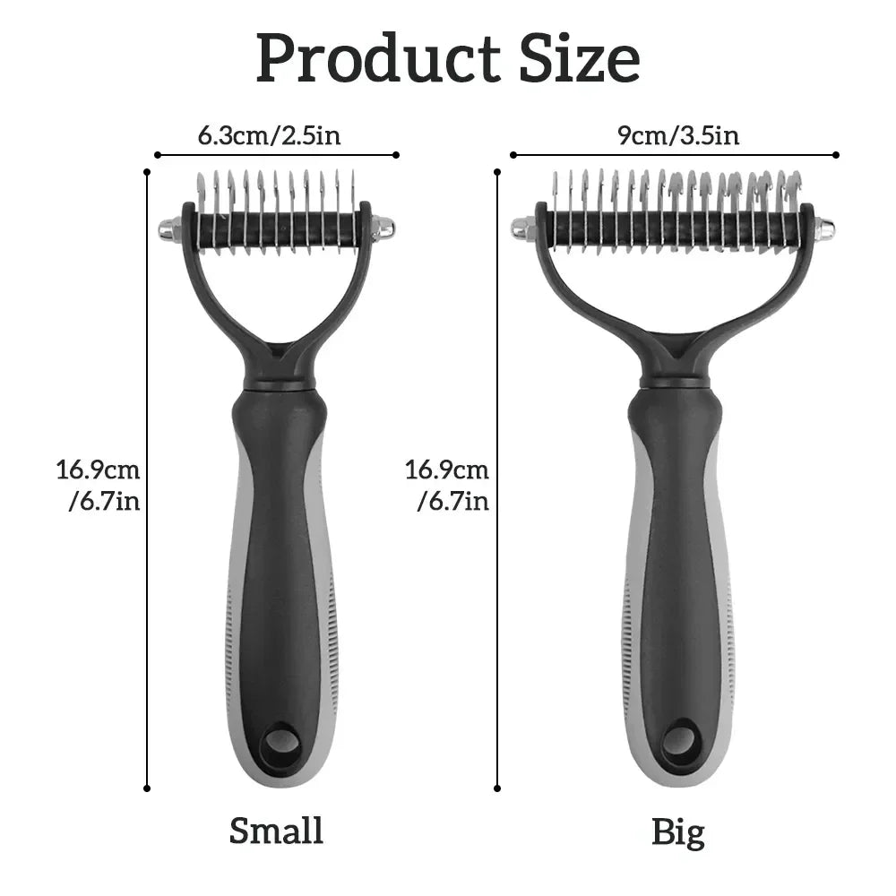Peigne Démêlant Double Face en Acier Inoxydable pour Chien & Chat – Râteau Anti-Nœuds & Brosse Sous-Poil de Mue Professionnelle