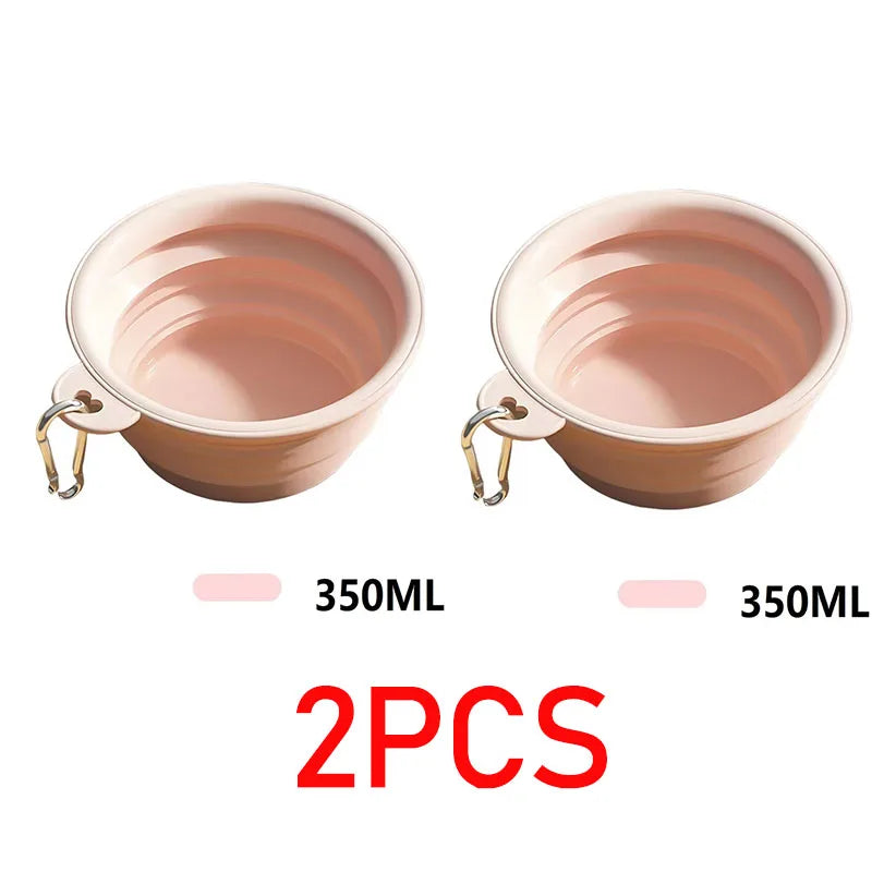Gamelle Pliable de Voyage 350 ml pour Chien – Écuelle Nomade en Silicone avec Mousqueton pour Eau & Croquettes