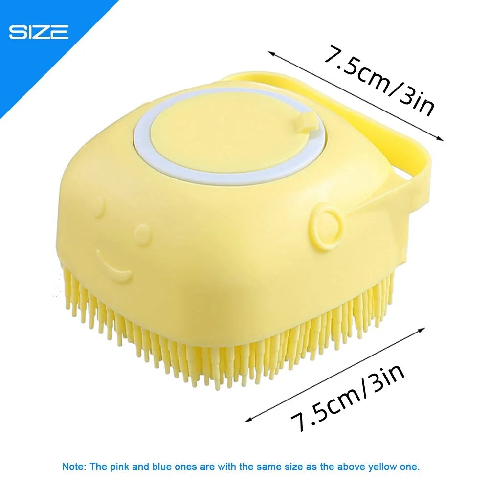 Brosse de Bain avec Réservoir de Shampoing pour Chien – Brosse de Massage & Toilettage en Silicone Souple