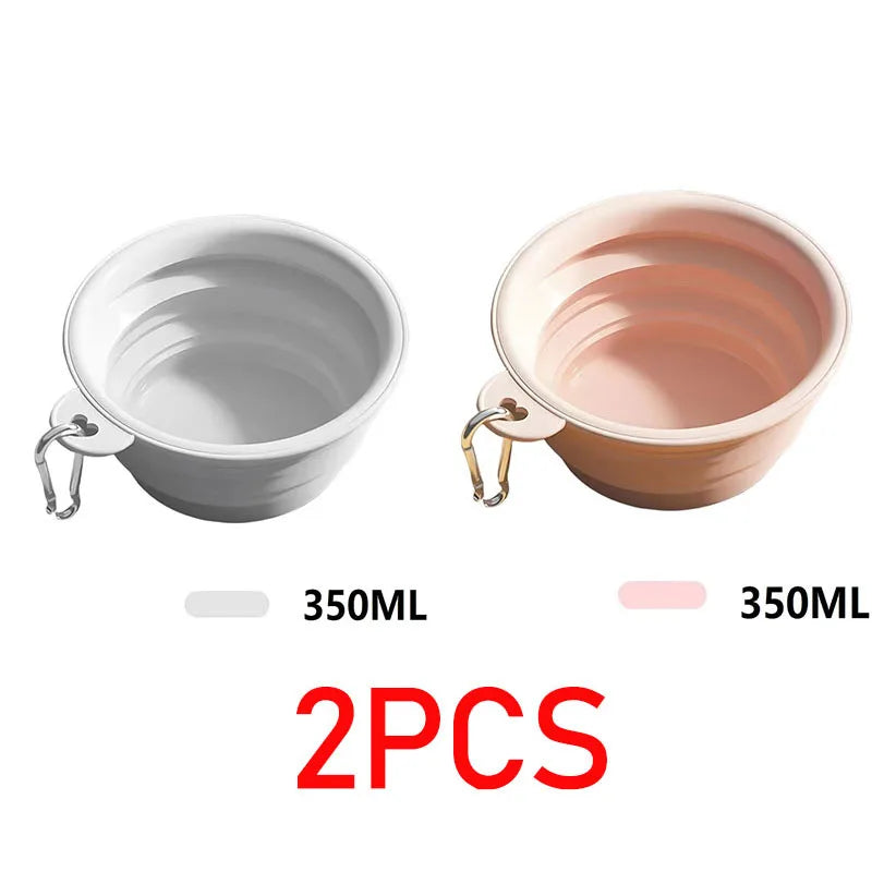 Gamelle Pliable de Voyage 350 ml pour Chien – Écuelle Nomade en Silicone avec Mousqueton pour Eau & Croquettes