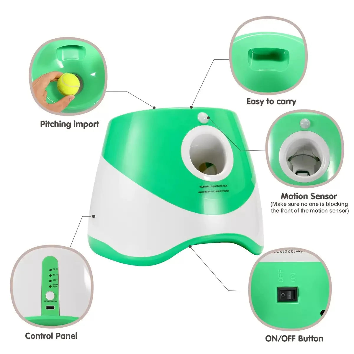 Lanceur de Balles Automatique Rechargeable pour Chien – Machine de Lancer Interactive Sans Fil d'Extérieur, Jeu de Poursuite & 3 Balles Incluses
