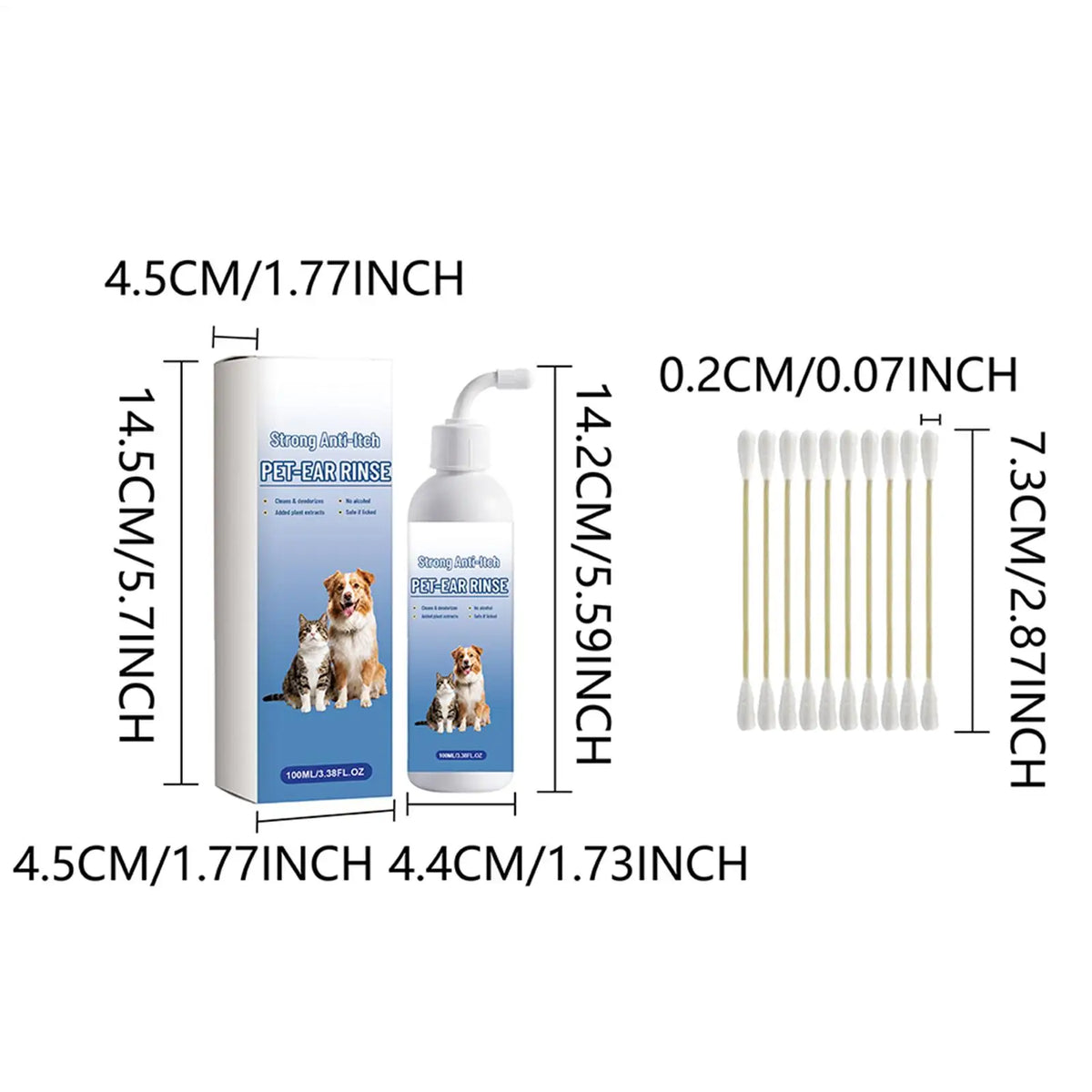Nettoyant Oreilles Doux pour Chien & Chat (100 ml) – Lotion Auriculaire Anti-Démangeaisons, Dissolvant Cérumen & Soin Apaisant
