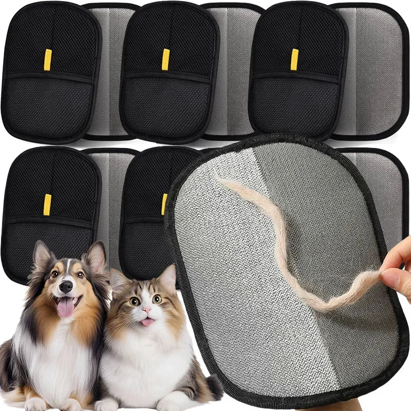 Gant de Brossage Double Face pour Chien & Chat – Gant Ramasse-Poils Électrostatique, Massage Mue & Nettoyage Canapé, Tapis & Vêtements