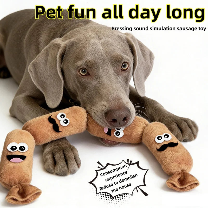 Pet Dog Simulated Sausage Plush Squeaky Toy BB Press Sound Bite-Proof Wear-Resistant Chew Toy Dog Self-Play Stress Relief Toy