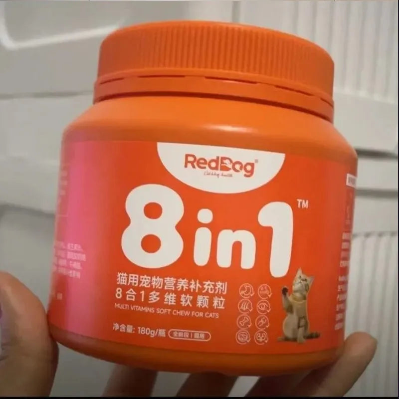 Complément Multivitaminé 8-en-1 RedDog pour Chien & Chat (180 g) – Vitamines Complètes, Soutien Articulaire, Immunité, Peau & Pelage
