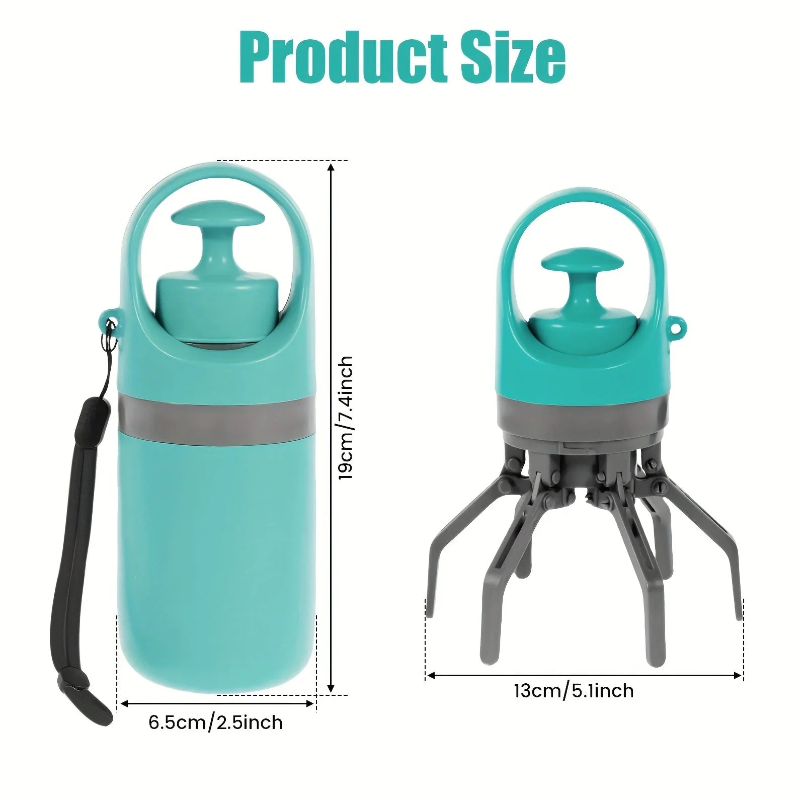 [Portable Poop Scooper with Bags] Teal Claw Design Portable Dog Poop Scooper with Bag Dispenser - Durable Plastic