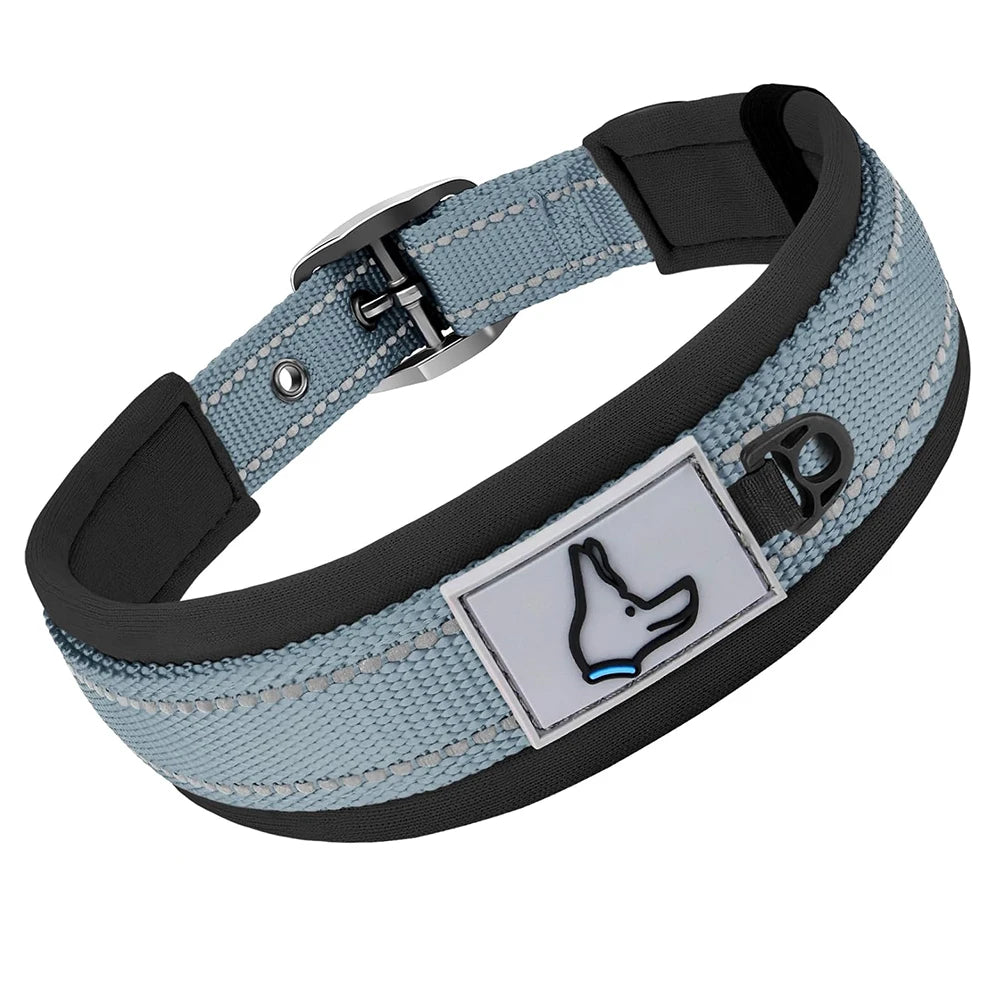 Collier Rembourré en Néoprène pour Chien – Collier en Nylon Réfléchissant, Réglable, Confortable & Haute Résistance