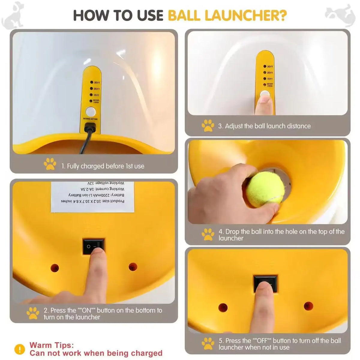 Lanceur de Balles Automatique Rechargeable pour Chien – Machine de Lancer Interactive Sans Fil d'Extérieur, Jeu de Poursuite & 3 Balles Incluses