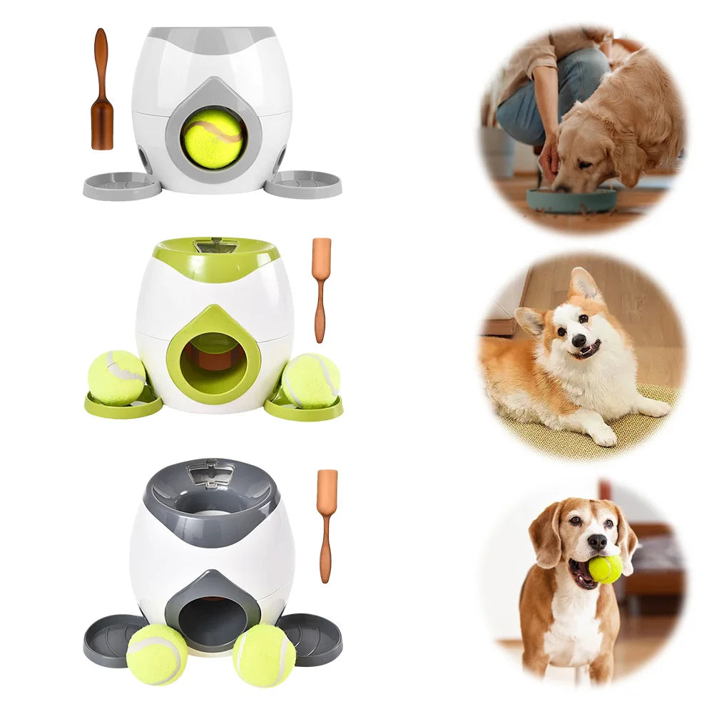 Lanceur de Balles Interactif & Gamelle Anti-Glouton pour Chien – Machine de Récompense Friandises, Stimulation Mentale & Jeu de Rapport Autonome