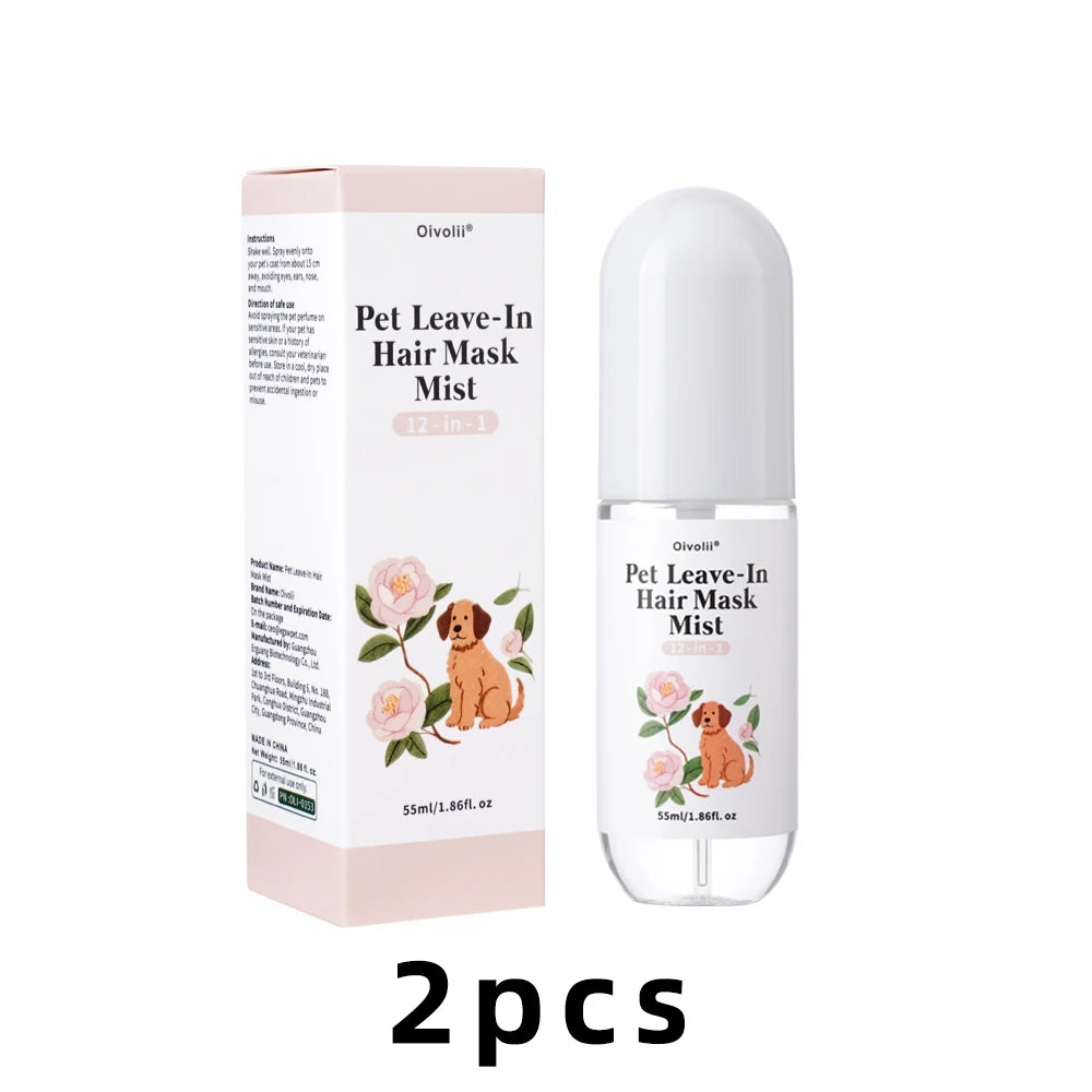 Spray Démêlant & Après-Shampoing Sans Rinçage pour Chien & Chat (100 ml) – Soin Pelage Doux, Brillance & Désodorisant pour Poils Longs & Denses