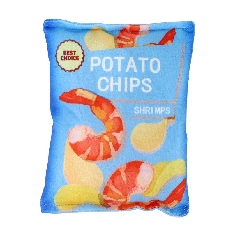 Funny Potato Chips Shape Squeaky Dog Toy Plush Interactive Pet Chew Toy Sounding Paper Toys Puppy Training Stress Relief Gift
