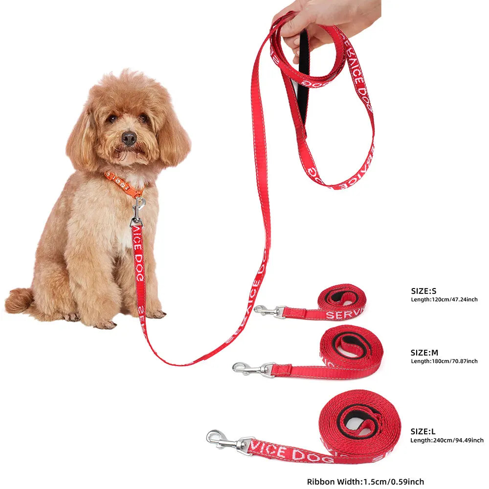 Red Dog Leash For Medium and Small Outdoor Walking Dog Sport Running Jacquard Webbing With Service Dog And Emotional Support Dog