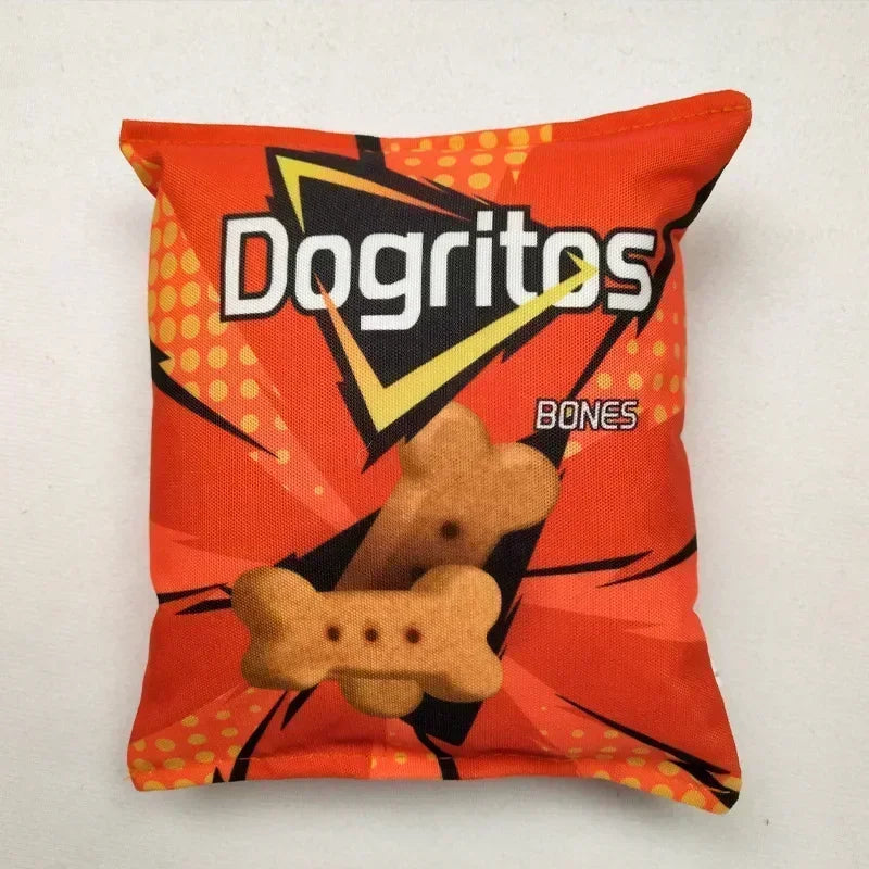 Potato Chip Bag Funny Dog Toys Plush Squeaker Food Toy for Small Medium Dogs Interactive Squeaky Chew Puppy Toys