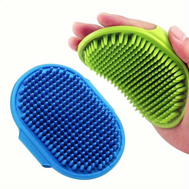 Brosse de Bain & Massage en Silicone pour Chien – Brosse Shampoing Ergonomique avec Poignée Ajustable