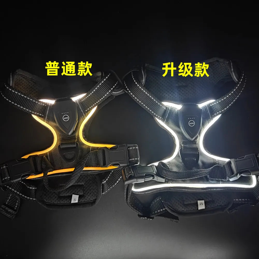 Gilet Harnais Lumineux LED pour Chien Réfléchissant & Réglable – Gilet de Sécurité Nuit & Anti-Collision