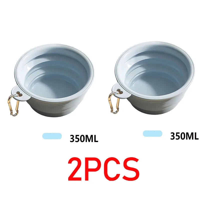 Gamelle Pliable de Voyage 350 ml pour Chien – Écuelle Nomade en Silicone avec Mousqueton pour Eau & Croquettes