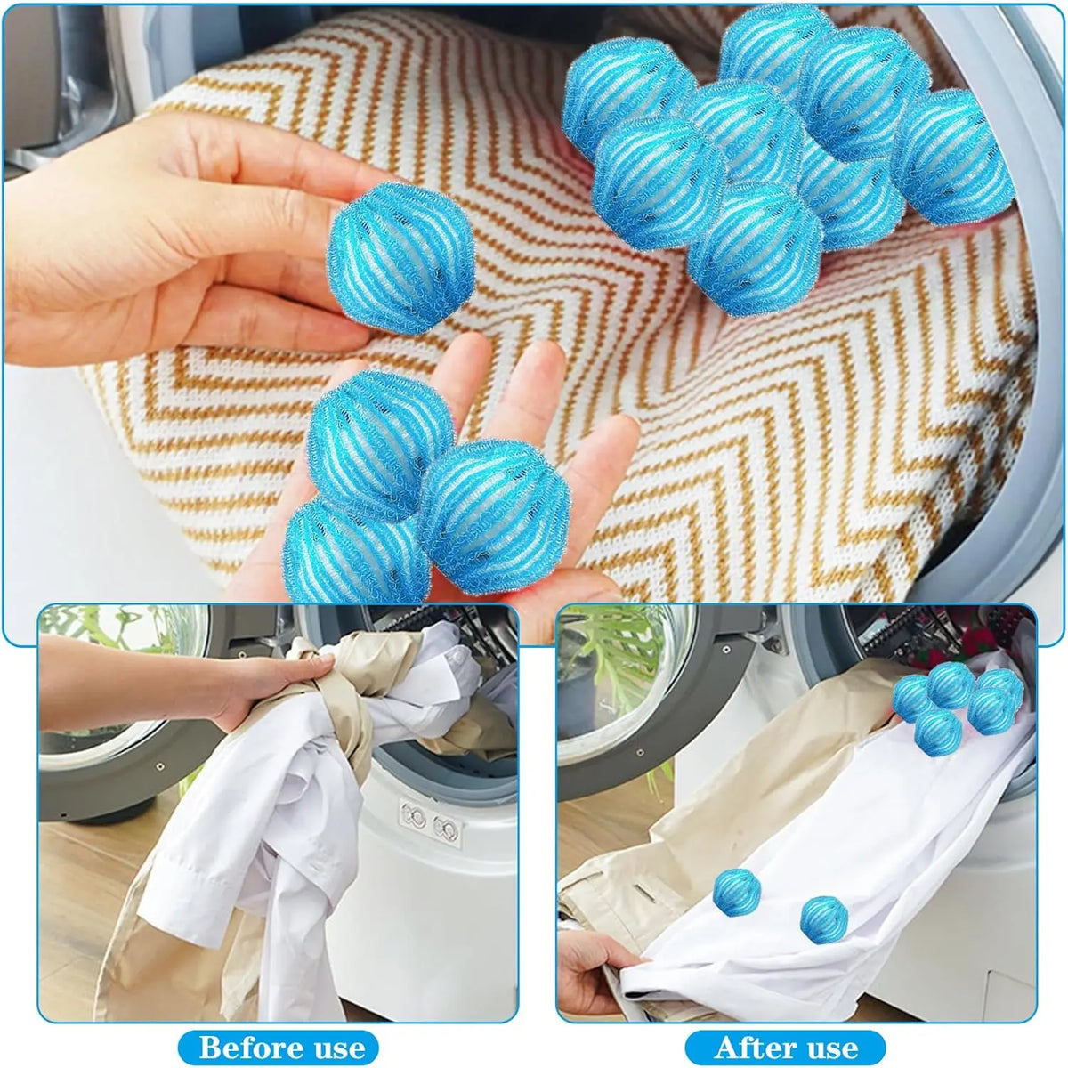 Balles Anti-Poils Réutilisables pour Machine à Laver – Filtre Attrape-Poils de Chien & Chat, Boules Anti-Peluches pour le Linge