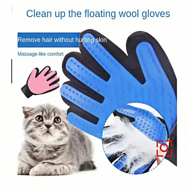 Gant de Toilettage & Massage pour Chien & Chat – Gant Anti-Poils Morts en Silicone Souple, Brosse Mue Réglable & Respirante