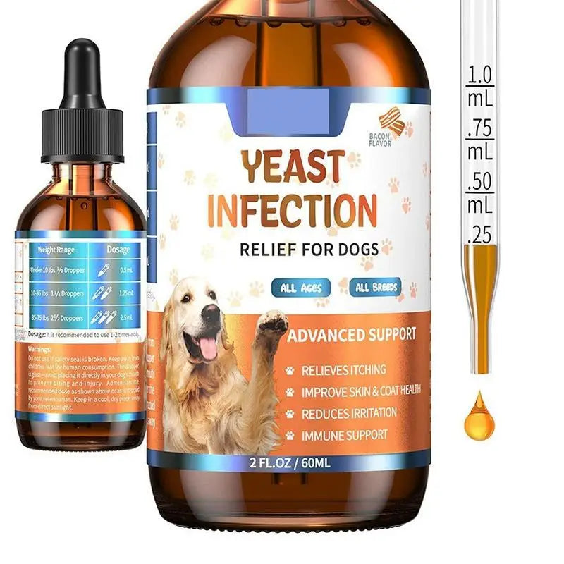 Gouttes de Soin Peau & Pelage aux Plantes pour Chien (60 ml) – Complément Liquide Apaisant Anti-Démangeaisons & Brillance du Poil