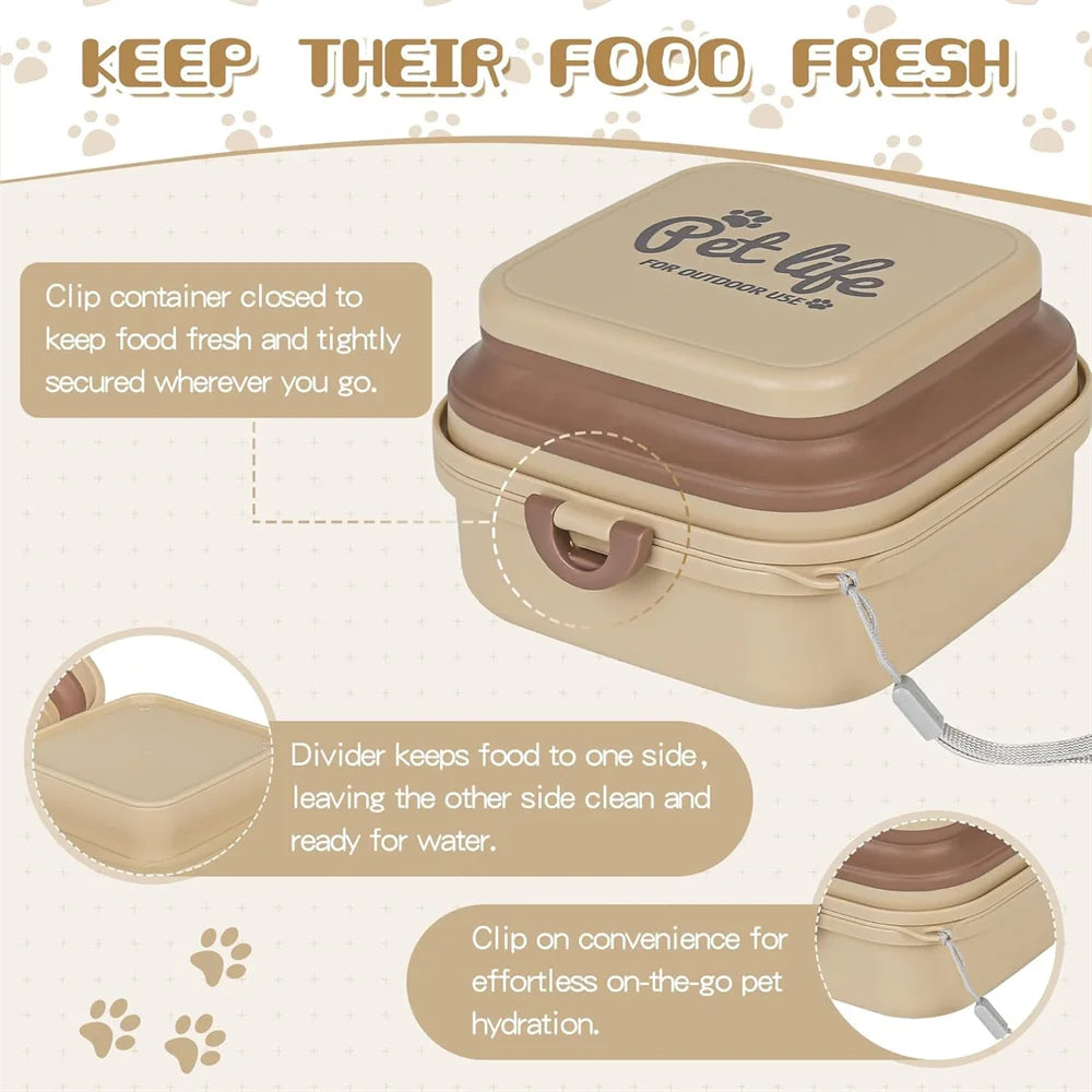 Gamelle de Voyage 2-en-1 Portable pour Chien & Chat – Écuelle Nomade Croquettes & Eau avec Couvercle Hermétique Anti-Fuite