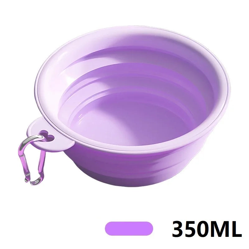 Gamelle Pliable de Voyage 350 ml pour Chien – Écuelle Nomade en Silicone avec Mousqueton pour Eau & Croquettes