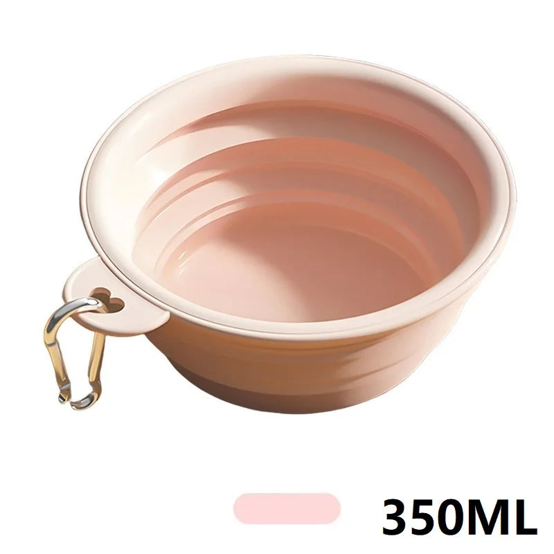 Gamelle Pliable de Voyage 350 ml pour Chien – Écuelle Nomade en Silicone avec Mousqueton pour Eau & Croquettes