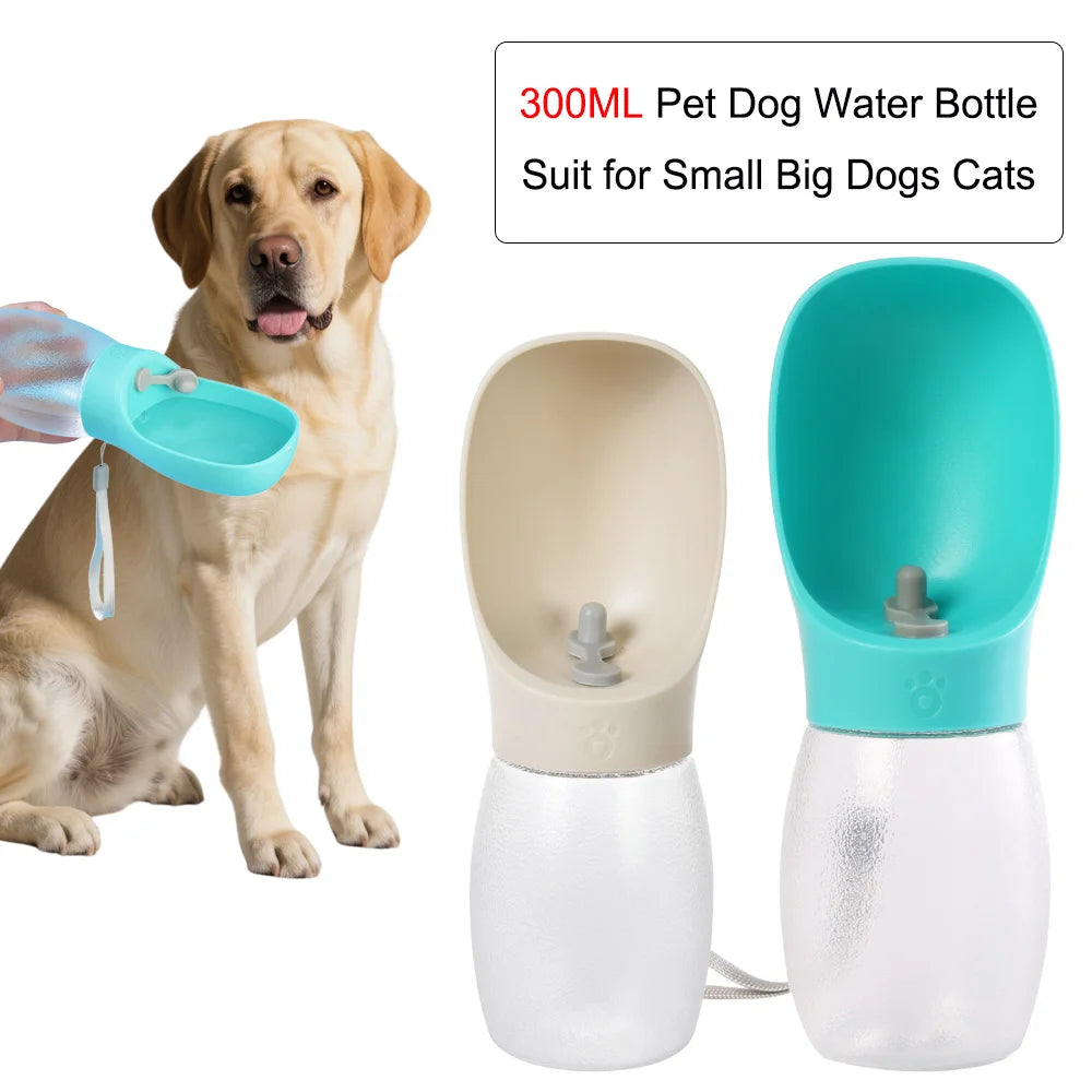 Gourde Portable 300 ml pour Chien & Chat – Bouteille d'Eau de Voyage avec Écuelle Intégrée Anti-Fuite pour Balade & Randonnée