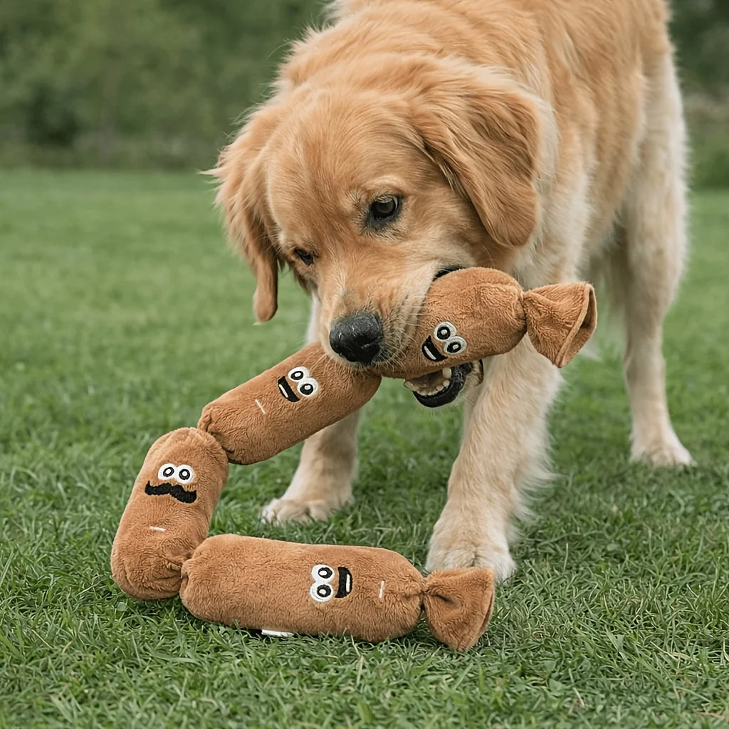 Simulated Sausage Plush Chew Toy for Dogs: Press-to-Squeak with BB Sound, Durable Chew-Resistant & Self-Play Boredom Relief Toy