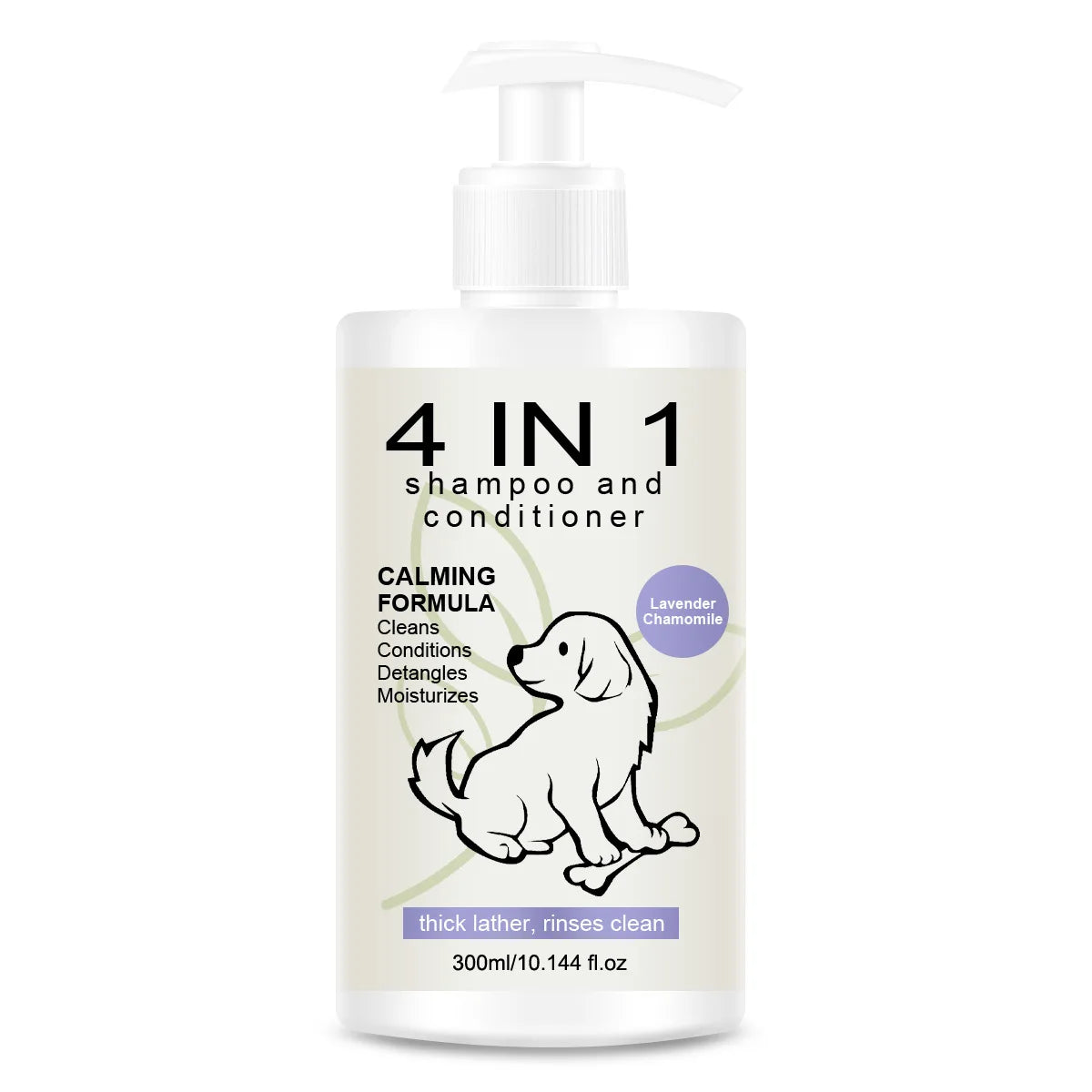 Shampoing & Après-Shampoing 4-en-1 pour Chien & Chat (100 ml) – Soin Lavant Démêlant, Anti-Chute de Poils & Parfum Frais Longue Durée