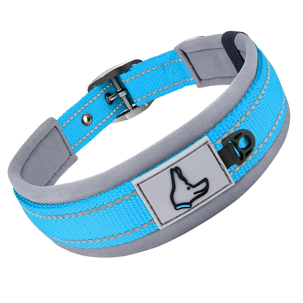 Collier Rembourré en Néoprène pour Chien – Collier en Nylon Réfléchissant, Réglable, Confortable & Haute Résistance