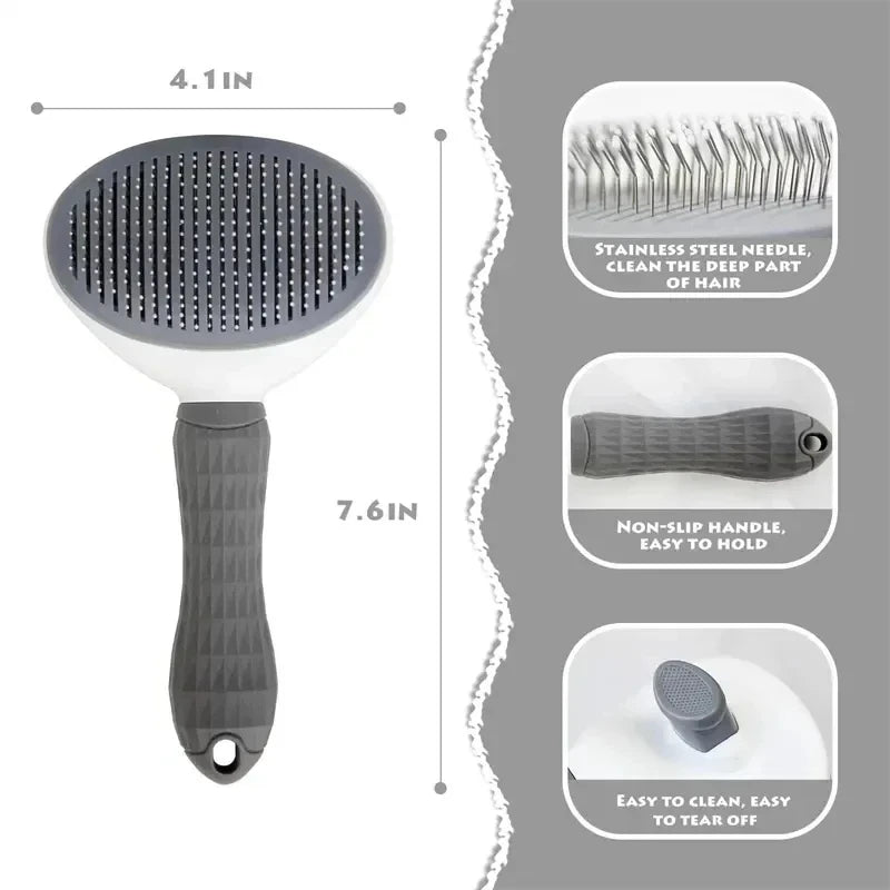 Brosse Autonettoyante pour Chien & Chat – Carde de Toilettage Démêlante, Élimination Poils Morts & Sous-Poil avec Bouton Poussoir