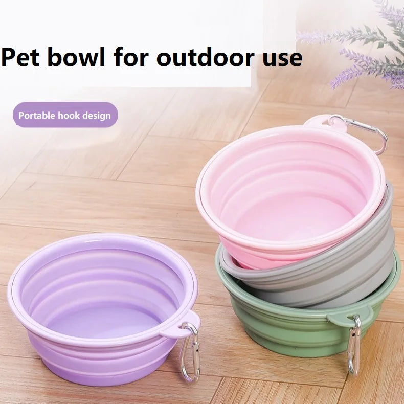 Gamelle Pliable de Voyage 350 ml pour Chien – Écuelle Nomade en Silicone avec Mousqueton pour Eau & Croquettes