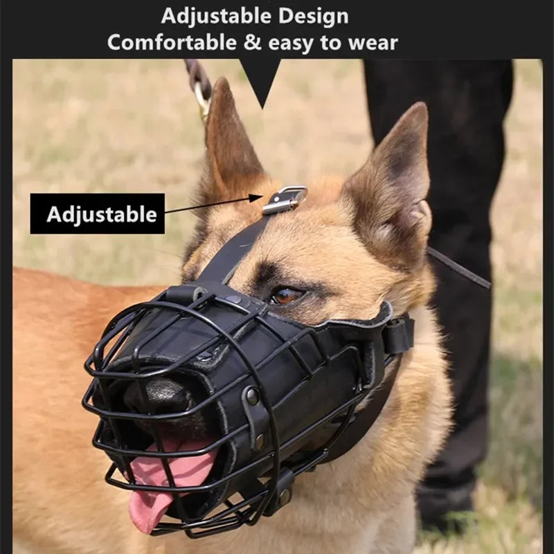 Muselière Tactique en Métal pour Chien – Panier Respirant Anti-Morsure & Sécurité Dressage Grands Chiens