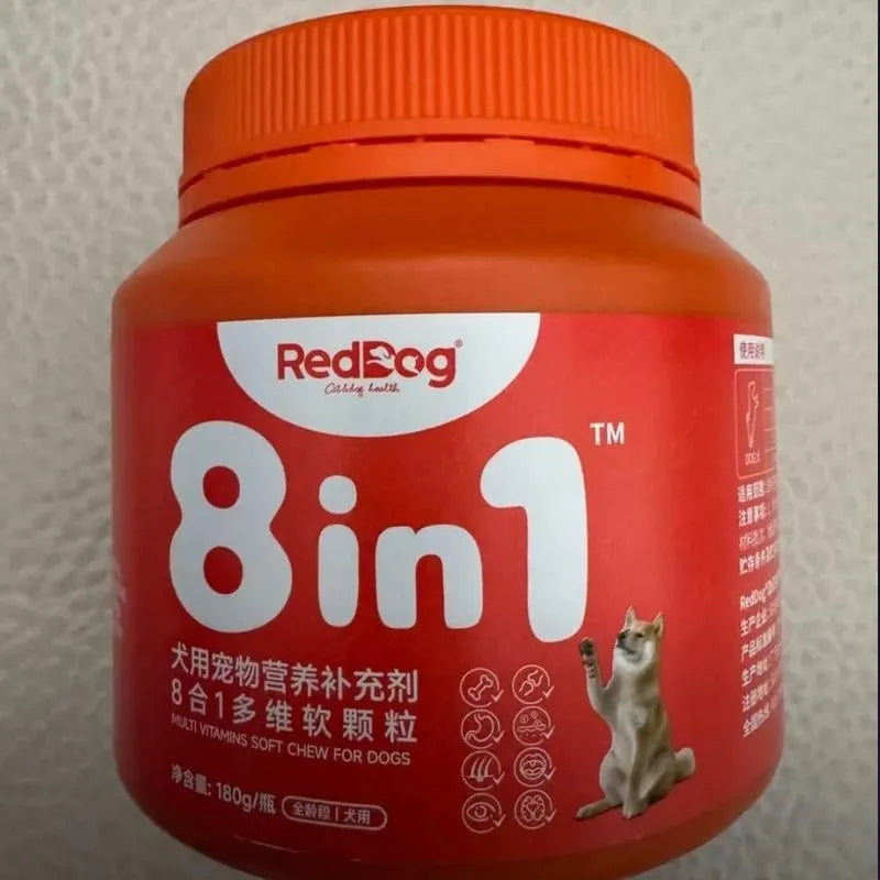 Complément Multivitaminé 8-en-1 RedDog pour Chien & Chat (180 g) – Vitamines Complètes, Soutien Articulaire, Immunité, Peau & Pelage