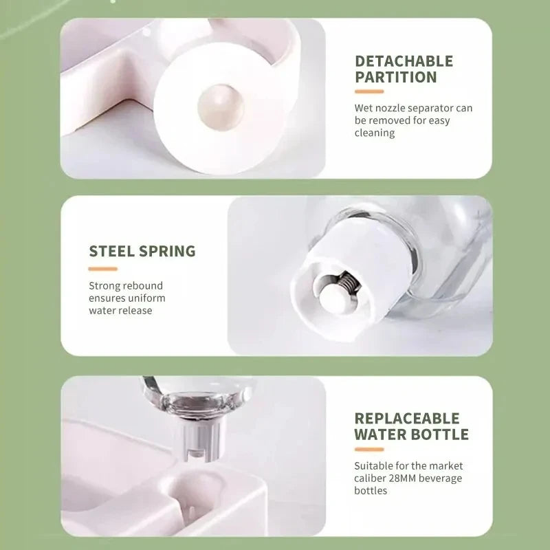 Gamelle Double 2-en-1 avec Abreuvoir Automatique pour Chien & Chat – Distributeur d'Eau avec Disque Anti-Éclaboussures & Écuelle Repas