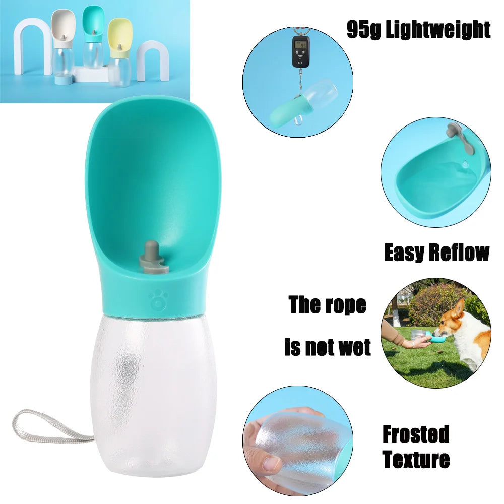 Gourde Portable 300 ml pour Chien & Chat – Bouteille d'Eau de Voyage avec Écuelle Intégrée Anti-Fuite pour Balade & Randonnée