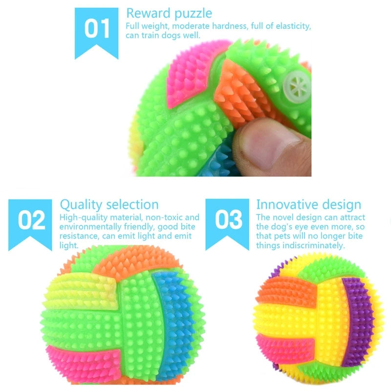 Balle Lumineuse et Sonore pour Chien – Jouet en Caoutchouc Naturel Anti-Stress & Nettoyage Dentaire